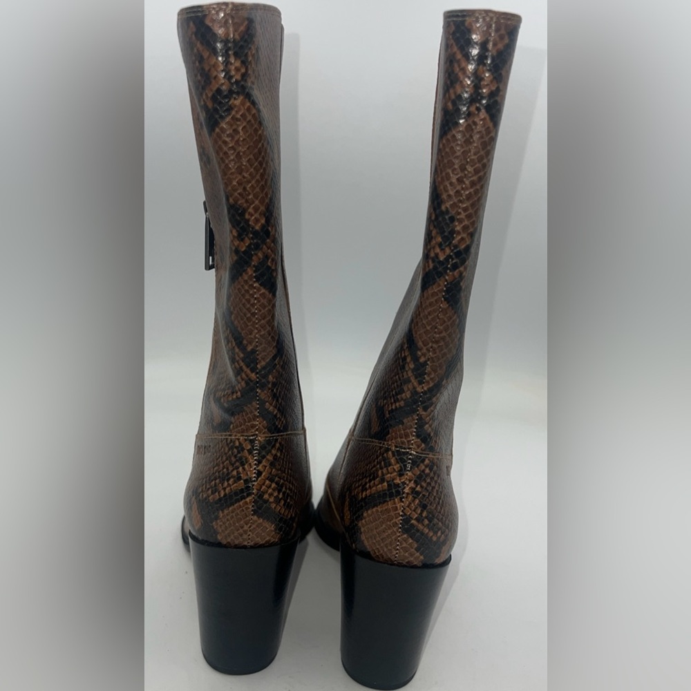 Franco Sarto Womens Jaxon Mid Calf Heeled Boot Snakeskin Embossed Size 8.5M NWB - Picture 4 of 14